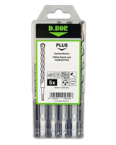 Набор буров SDS-plus V PLUS 5шт, 2-cutting (242030): Набор буров SDS-plus (6х110 мм; 6,8,10,12х160 мм) в Ессентуках