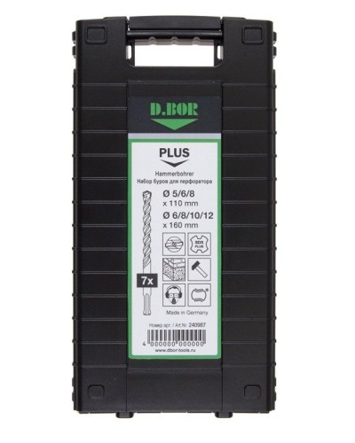 Набор буров SDS-plus V PLUS 7шт, 2-cutting (240987). Набор буров SDS-plus (5,6,8х110 мм; 6,8,10,12х160 мм). D.BOR в Ессентуках