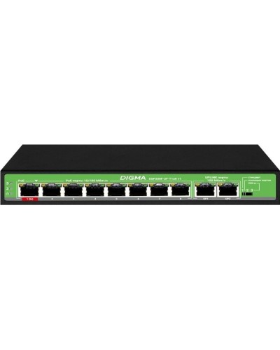 DSP208F-2F-T120 DSP208F-2F-T120 V1 (L2) 10х100Мбит/с 8PoE 8PoE+ 120W. Коммутатор с питанием по PoE. Digma в Ессентуках
