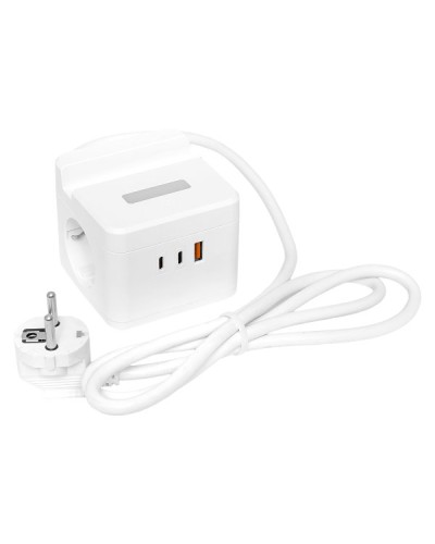 Удлинитель Куб 2 гнезда USB + 2Type C с быстрой зарядкой, подставкой под телефон и ночником 1,3 метра 1мм2. Удлинитель Куб. EKF в Ессентуках