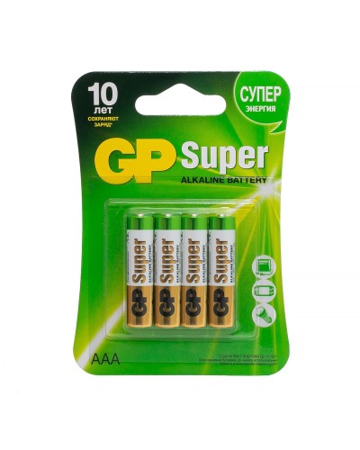 GP Super Alkaline 24A AAA (GP 24A-2CR4), упак. 4 шт. БЛИСТЕР. Алкалиновые батарейки. GP Batteries в Ессентуках