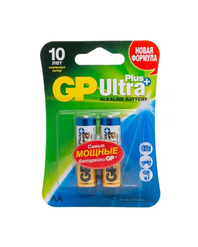 GP Ultra Plus Alkaline 15A AA (GP 15AUP-2CR2), упак. 2 шт. БЛИСТЕР. Алкалиновые батарейки. GP Batteries в Ессентуках
