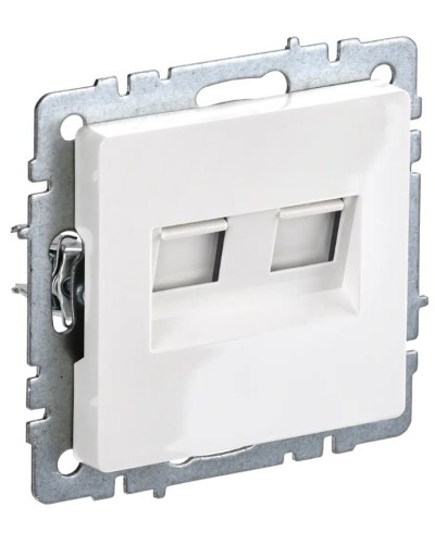 Розетка RJ11+RJ45 РК/Т12-БрБ белая BRITE (BR-KT20-O-1-K01). Розетка двойная. IEK в Ессентуках