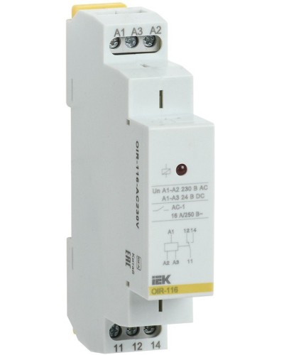 Реле промежуточное модульное OIR 1 контакт 16А 230В AC (OIR-116-AC230V). Реле промежуточное модульное. IEK в Ессентуках