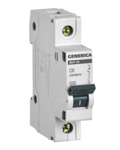 GENERICA ВА47-29 1P C 6А 4,5кА (MVA25-1-006-C). Автоматический выключатель. IEK в Ессентуках