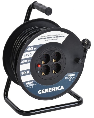УК40 4 места 2P+PE, 40м GENERICA (WKP10-10-04-40-G). Удлинитель на катушке с термозащитой, 3х1,0кв.мм. IEK в Ессентуках
