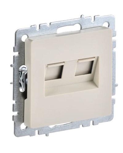 Розетка RJ45 РК10-2-БрКр кат.5E, бежевый BRITE (BR-K20-1-K10). Розетка компьютерная двойная. IEK в Ессентуках