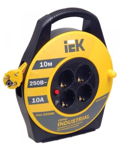 УК10 4 места, 10м (WKP15-16-04-10). Удлинитель на катушке Industrial. IEK в Ессентуках