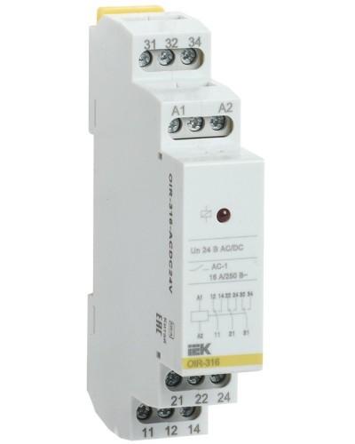 Реле промежуточное модульное OIR 3 контакта 16А 24В AC/DC (OIR-316-ACDC24V). Реле промежуточное модульное. IEK в Ессентуках
