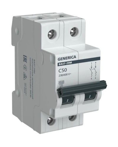 GENERICA ВА47-29М 2P C 50А 4,5кА (MVA21-2-050-C-G). Автоматический выключатель. IEK в Ессентуках