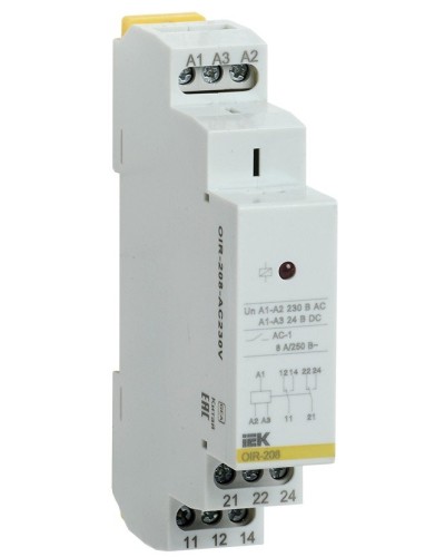 Реле промежуточное модульное OIR 2 контакта 8А 230В AC (OIR-208-AC230V). Реле промежуточное модульное. IEK в Ессентуках