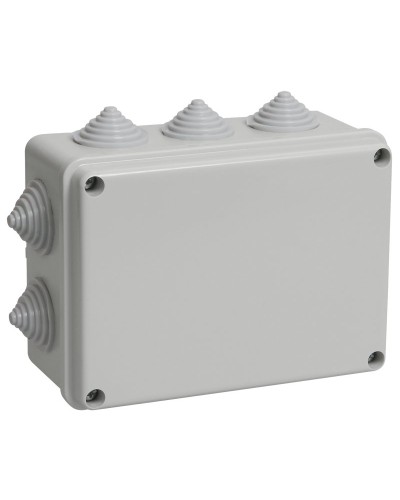 Коробка распаячная КМ41241 150х110х70 открытой проводки IP44 10 гермовводов серая (UKO10-150-110-070-K41-44). Коробка распаячная безгалогенная (HF). IEK в Ессентуках