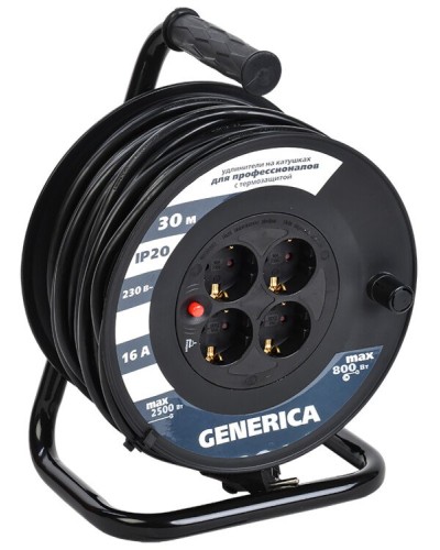 УК20 4 места 2P+PE, 20м GENERICA (WKP20-16-04-20-G). Удлинитель на катушке с термозащитой, 3х1,5кв.мм. IEK в Ессентуках