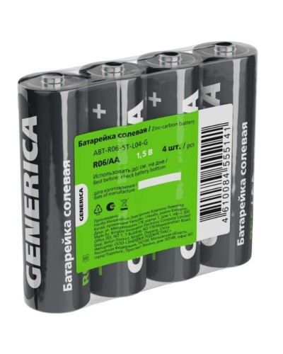 Батарейка солевая R06/AA GENERICA (4 шт) (ABT-R06-ST-L04-G). Батарейка солевая. IEK в Ессентуках