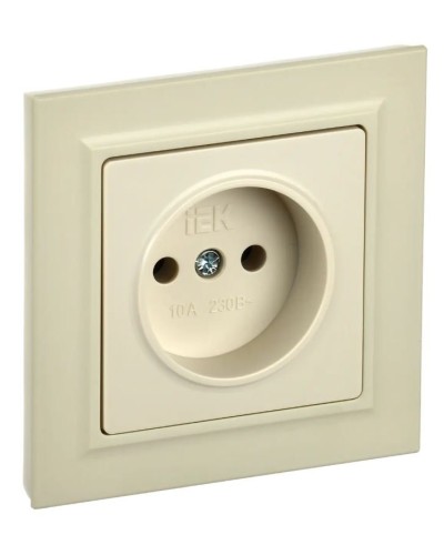 Розетка без з/к в сборе РСР10-1-0-БрКр бежевый BRITE (BR-R10-10-K10-F). Розетка без заземления без защитных шторок. IEK в Ессентуках