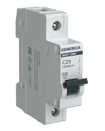 GENERICA ВА47-29М 1P C 25А 4,5кА (MVA21-1-025-C-G). Автоматический выключатель. IEK в Ессентуках