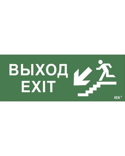 Самоклеящаяся этикетка Выход/лестница вниз/фигура для ССА (LPC10-1-35-13-VLVNF). Самоклеящаяся этикетка 240х90 мм. IEK в Ессентуках