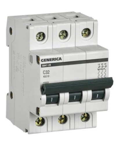 GENERICA ВА47-29 3P C 32А 4,5кА (MVA25-3-032-C). Автоматический выключатель. IEK в Ессентуках
