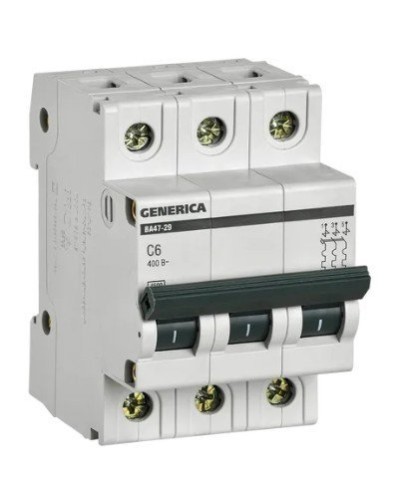 GENERICA ВА47-29 3P C 6А 4,5кА (MVA25-3-006-C). Автоматический выключатель. IEK в Ессентуках