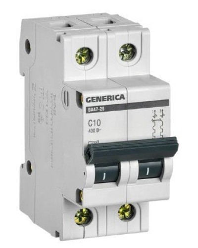 GENERICA ВА47-29 2P C 10А 4,5кА (MVA25-2-010-C). Автоматический выключатель. IEK в Ессентуках
