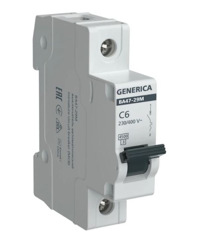 GENERICA ВА47-29М 1P C 6А 4,5кА (MVA21-1-006-C-G). Автоматический выключатель. IEK в Ессентуках