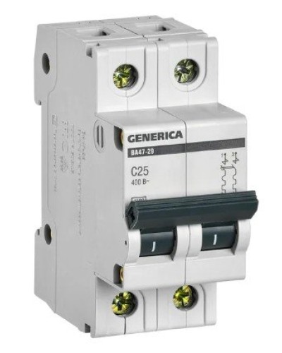 GENERICA ВА47-29 2P C 25А 4,5кА (MVA25-2-025-C). Автоматический выключатель. IEK в Ессентуках