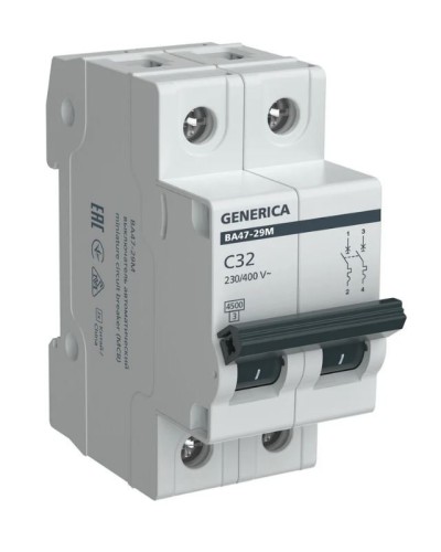 GENERICA ВА47-29М 2P C 32А 4,5кА (MVA21-2-032-C-G). Автоматический выключатель. IEK в Ессентуках
