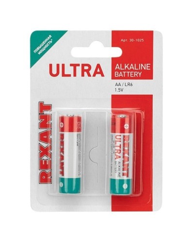 Ультра алкалиновая батарейка AA/LR6 1,5 V 2 шт. блистер REXANT (30-1025). Элемент питания. Rexant в Ессентуках
