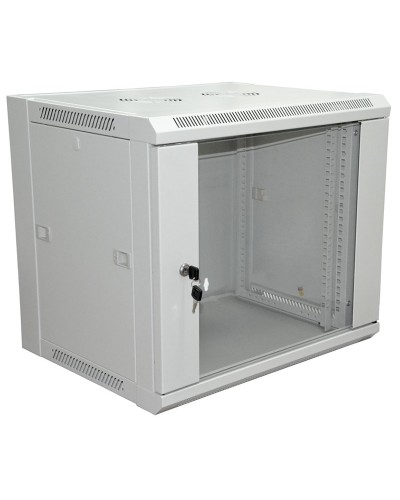 Шкаф телекоммуникационный 19 настенный 12U 600×450×635 мм (ШxГxВ) - передняя дверь стекло, боковые стенки съемные (разобранный) RAL 7035 (04-2202). Шкаф телекоммуникационный 19 настенный 12U. Rexant в Ессентуках