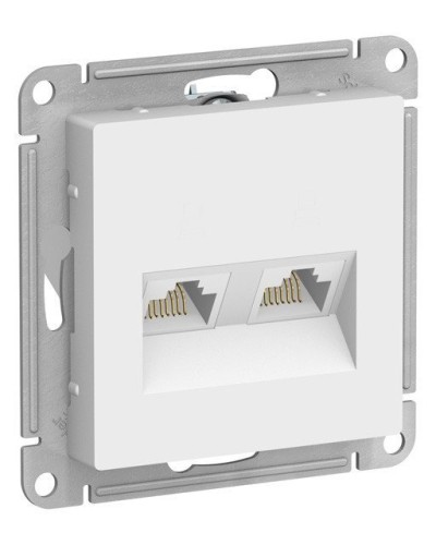 AtlasDesign розетка RJ45+RJ45, 2-местная, скрытой установки, механизм, белый (ATN000185). Розетка компьютерная. Systeme Electric в Ессентуках