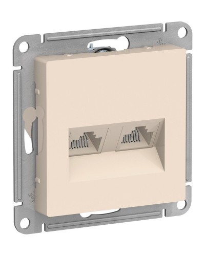 AtlasDesign розетка RJ45+RJ45, 2-местная, скрытой установки, механизм, бежевый (ATN000285). Розетка компьютерная. Systeme Electric в Ессентуках