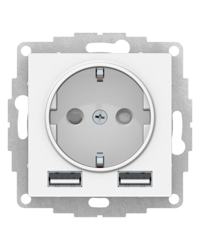 AtlasDesign розетка 1-местная с 2 USB A+A, скрытой установки, механизм, белый (ATN000130). Розетка с USB. Systeme Electric в Ессентуках