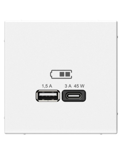 ArtGallery розетка USB тип-A+C 45Вт, скрытой установки, механизм, белый (GAL000129). Розетка USB. Systeme Electric в Ессентуках