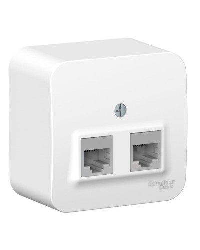 BLANCA розетка RJ45 2-местная, кат. 5Е, открытой установки, белый (BLNIA045451). Розетка компьютерная с изолированной пластиной. Systeme Electric в Ессентуках