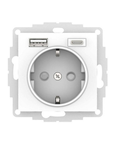 AtlasDesign розетка 1-местная с 2 USB A+C, скрытой установки, механизм, белый (ATN000132). Розетка с USB. Systeme Electric в Ессентуках