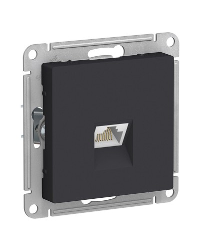 AtlasDesign розетка RJ45, кат. 5Е, 1-местная, скрытой установки, механизм, карбон (ATN001083). Розетка компьютерная. Systeme Electric в Ессентуках