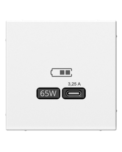 ArtGallery розетка USB тип-С 65Вт высокоскоростной заряд. QC, PD, скрытой установки, механизм, белый (GAL000127). Розетка USB. Systeme Electric в Ессентуках