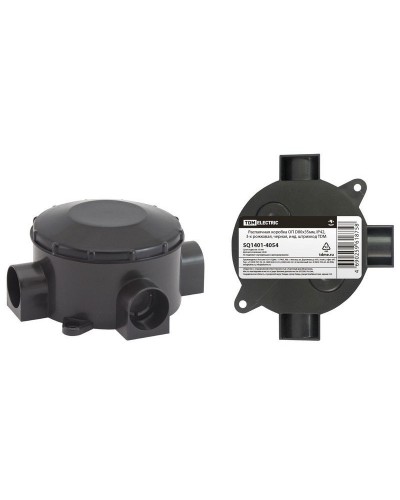 Распаячная коробка ОП D80х35мм, IP42, 3-х рожковая, черная TDM (SQ1401-4054). Распаячная коробка ОП. TDM ЕLECTRIC в Ессентуках