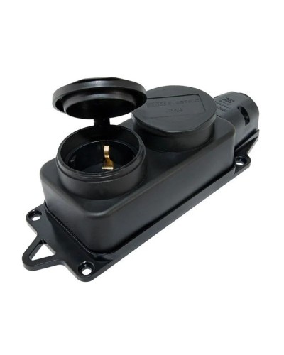 Розетка двухместная 2Р+РЕ 16А 250В IP44 (SQ0612-0037). Розетка двухместная с заглушками каучук. TDM ЕLECTRIC в Ессентуках