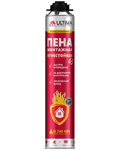 Пена огнестойкая ULTIMA PRO 65, 850 мл. Пена монтажная профессиональная. ULTIMA в Ессентуках