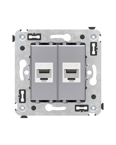 Розетка RJ-45 в стену, кат.5E, Avanti, двойная, закаленная сталь (4404664). Розетка компьютерная. ДКС в Ессентуках