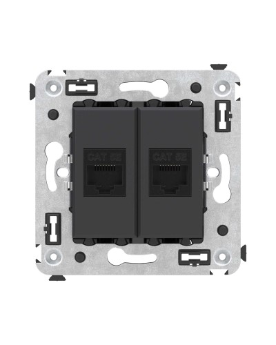 Розетка RJ-45 в стену, кат.5E, Avanti, двойная, черный матовый (4412664). Розетка компьютерная. ДКС в Ессентуках