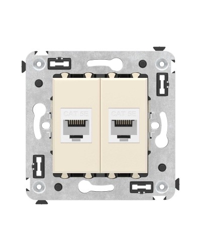 Розетка RJ-45 в стену, кат.5E, Avanti, двойная, ванильная дымка (4405664). Розетка компьютерная. ДКС в Ессентуках
