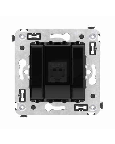 Розетка RJ-45 в стену, кат.6E, Avanti, одинарная, черный квадрат (4402693). Розетка компьютерная. ДКС в Ессентуках