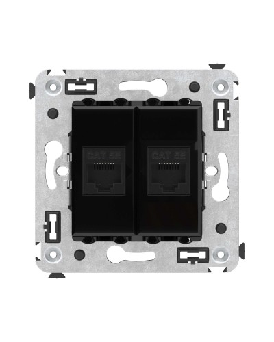 Розетка RJ-45 в стену, кат.5E, Avanti, двойная, черный квадрат (4402664). Розетка компьютерная. ДКС в Ессентуках