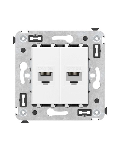 Розетка RJ-45 в стену, кат.5E, Avanti, двойная, белое облако (4400664). Розетка компьютерная. ДКС в Ессентуках