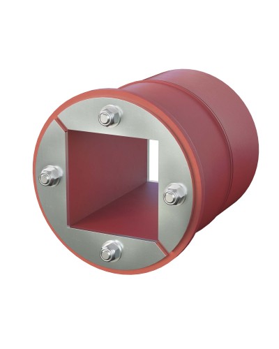 Проходка круглая, нержавеющая, D125х70 мм с проемом 80х80 мм (DXF3124): Проходка круглая, нержавеющая, с проёмом в Ессентуках