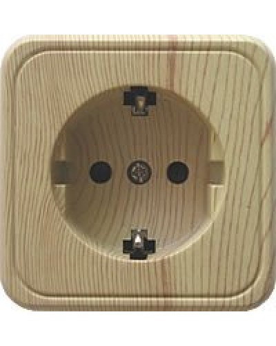 Розетка одинарная открытой установки с з/к, сосна, LK Standard (813225). Розетка с заземляющими контактами и защитными шторками. Экопласт в Ессентуках
