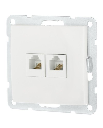 Розетка телефонная двойная 2xRJ-12 с накладкой, белый LK60 (865604-1). Розетка телефонная. Экопласт в Ессентуках