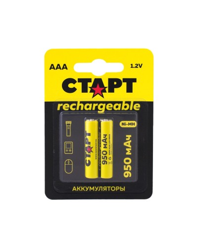 СТАРТ HR03 (AAA, 950mah), упак. 2 шт. БЛИСТЕР. Перезаряжаемые аккумуляторы. СТАРТ в Ессентуках